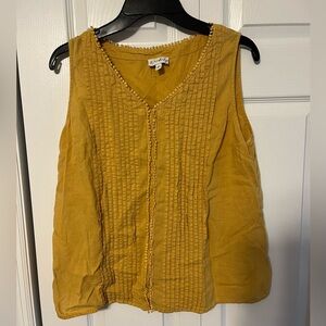 Wonderly Yellow Pleated Sleeveless Tank Top